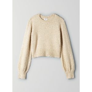 Aritzia Sunday Best Kitten Sweater Fuzzy Metallic Gold Size Small